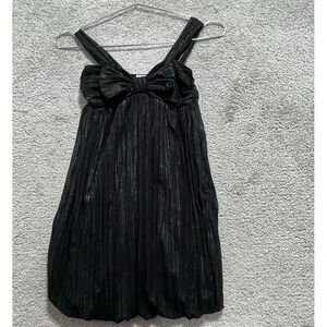 Kitty Kat Dress Women's Small Black Bubble Side Zipper Mini Front Bow Sleeveless